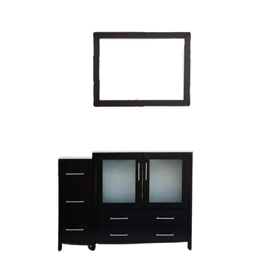 Vanity Art Brescia 48 in. W x 18 in. D x 36 in. H Bathroom Vanity in Espresso with Single Basin Vanity Top in White Ceramic and Mirror