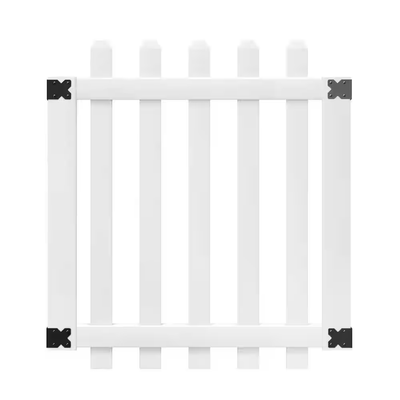 Veranda 3-1/2 ft. W x 4 ft. H White Vinyl Glendale Spaced Picket Fence Gate with 3 in. Dog Ear Fence Pickets