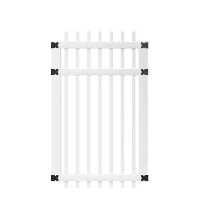 Veranda 3-1/2 ft. W x 6 ft. H White Vinyl Manchester Spaced Picket Fence Gate