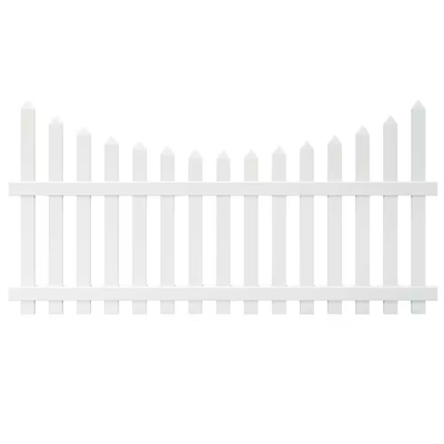 Veranda Glendale 4 ft. H x 8 ft. W White Vinyl Scalloped Top Spaced Picket Fence Panel with 3 in. Unassembled Pointed Pickets