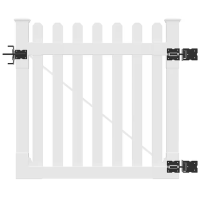 WamBam Fence 4 ft. x 4 ft. Premium Vinyl Classic Picket Fence Gate with Powder Coated Stainless Steel Hardware