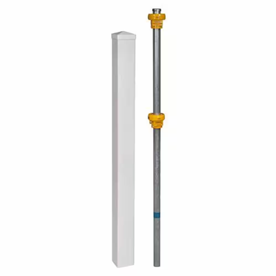 WamBam Fence No-Dig Permanent 4 in. x 4 in. x 4 ft. White Vinyl Fence Post with No-Dig Pipe Anchor and Cap