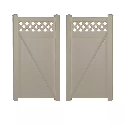 Weatherables Ashton 7.4 ft. W x 6 ft. H Khaki Vinyl Privacy Fence Double Gate Kit