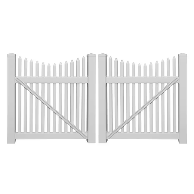 Weatherables Barrington 10 ft. W x 3 ft. H White Vinyl Picket Fence Double Gate Kit Includes Gate Hardware