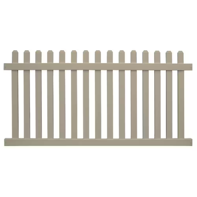 Weatherables Chelsea 4 ft. H x 8 ft. W Khaki Vinyl Picket Fence Panel Kit