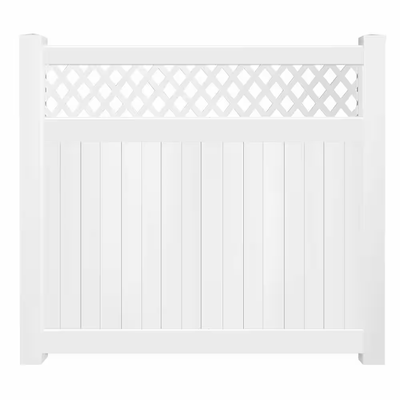 Weatherables Glenshire 72 in. H x 212 ft. L White Vinyl Complete Privacy Fence with Lattice Project Pack