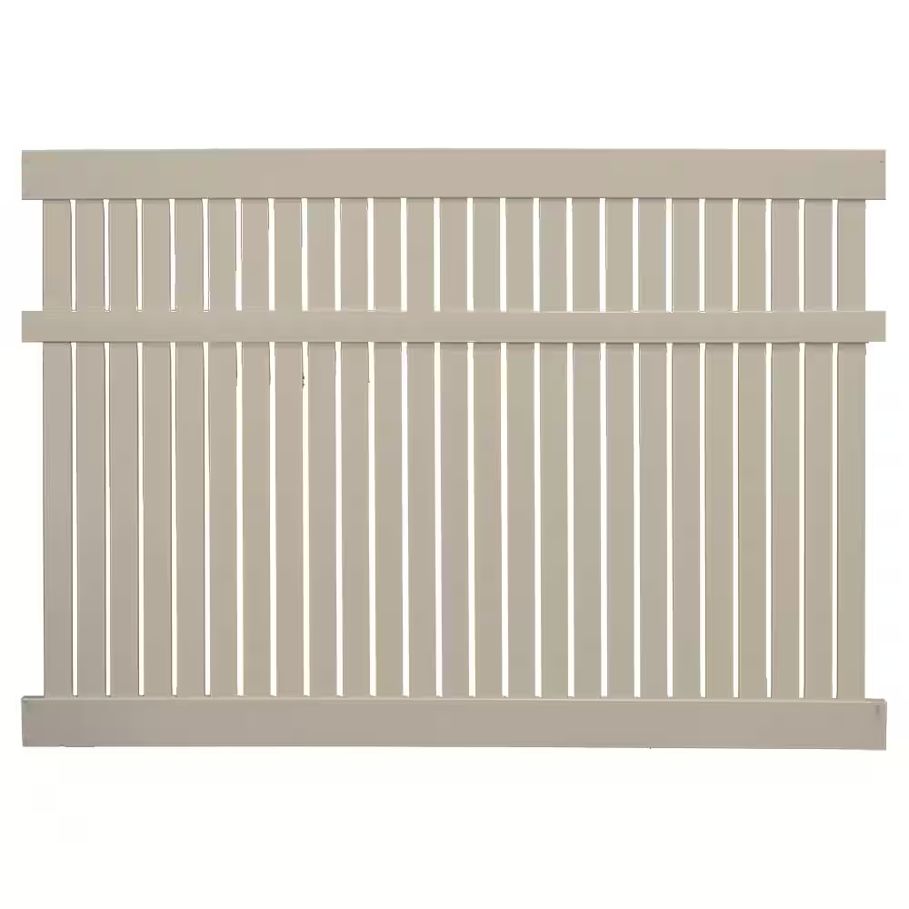 Weatherables Huntington 5 ft. H x 8 ft. W Khaki Vinyl Semi-Privacy Fen ...