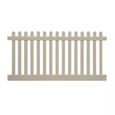 Weatherables Plymouth 4 ft. H x 8 ft. W Khaki Vinyl Picket Fence Panel Kit