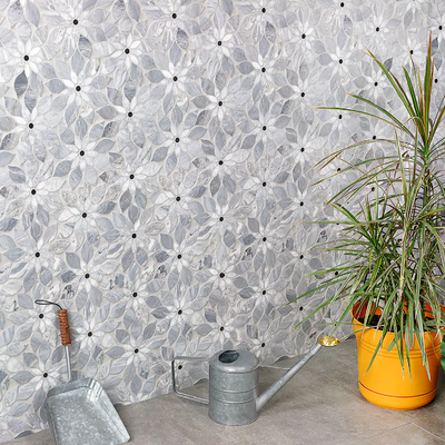 Wildflower Gray Note Bardiglio and Carrara Polished Marble Tile