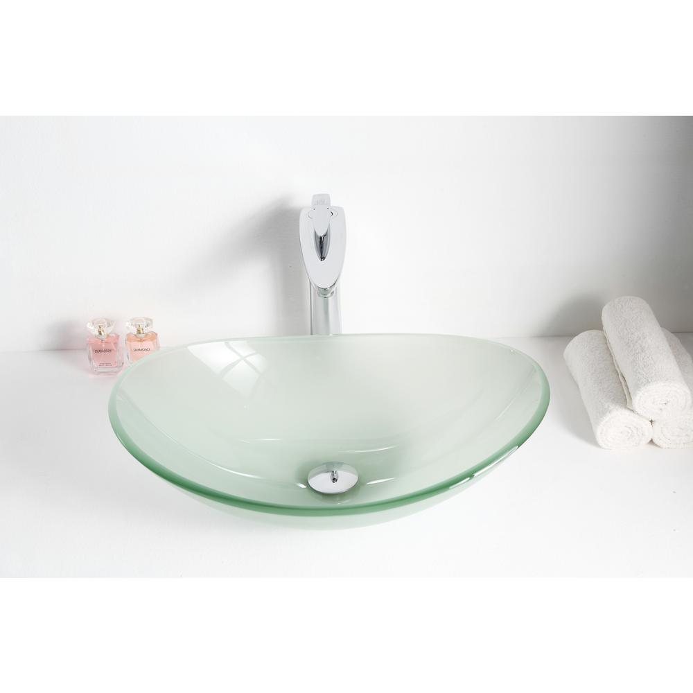 Forza Series Deco-Glass Vessel Sink in Lustrous Frosted - Super Arbor
