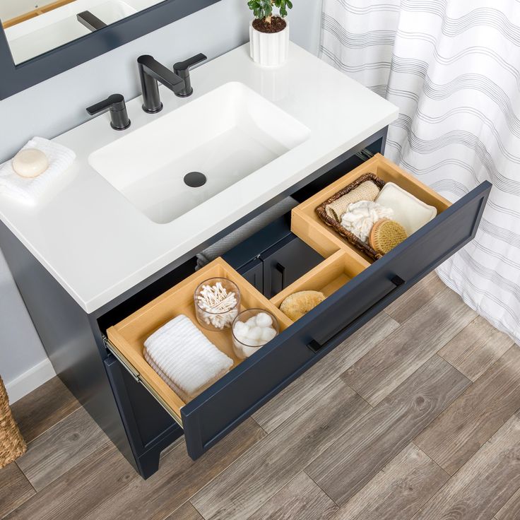 Style Selections Potter 36-in Blue Single Sink Bathroom Vanity with White Cultured Marble Top