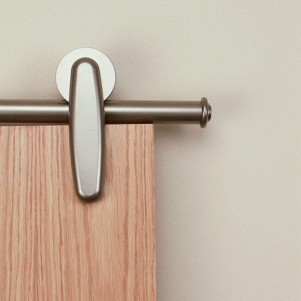 72 in. Vista Satin Nickel Sliding Barn Door Round Track and Hardware Kit - Super Arbor