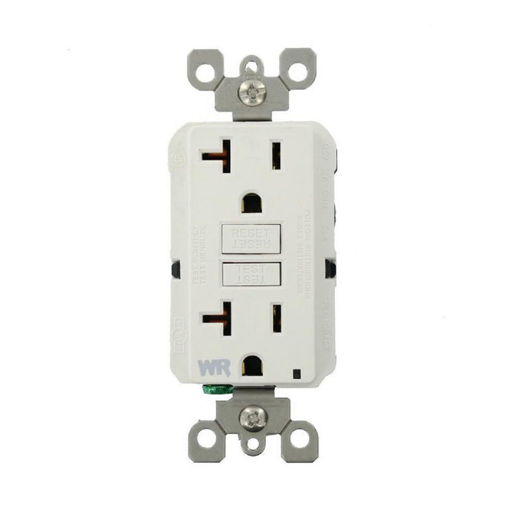 20 Amp SmartlockPro Weather Resistant GFCI Outlet, White - Super Arbor