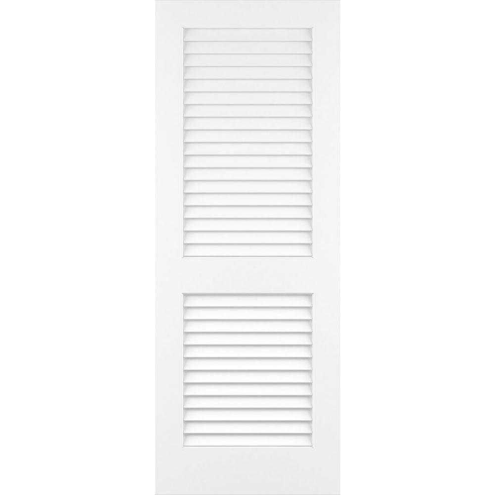 28 in. x 80 in. White Plantation Louver Panel Solid Core Wood Interior Door Slab - Super Arbor