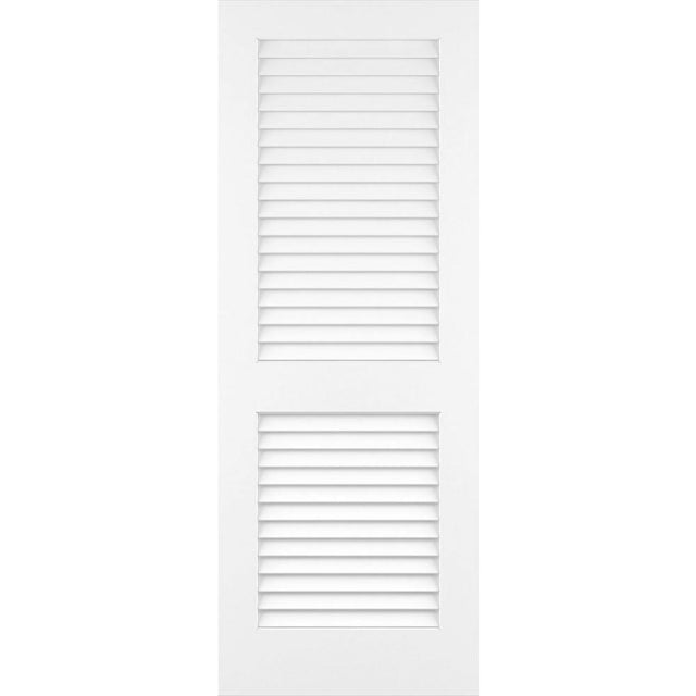 18 in. x 80 in. White Plantation Louver Panel Solid Core Wood Interior Door Slab