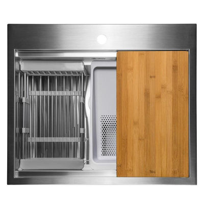 Handcrafted All-in-One Drop-In Stainless Steel 25 in. x 22 in. x 9 in. Single Bowl Kitchen Sink