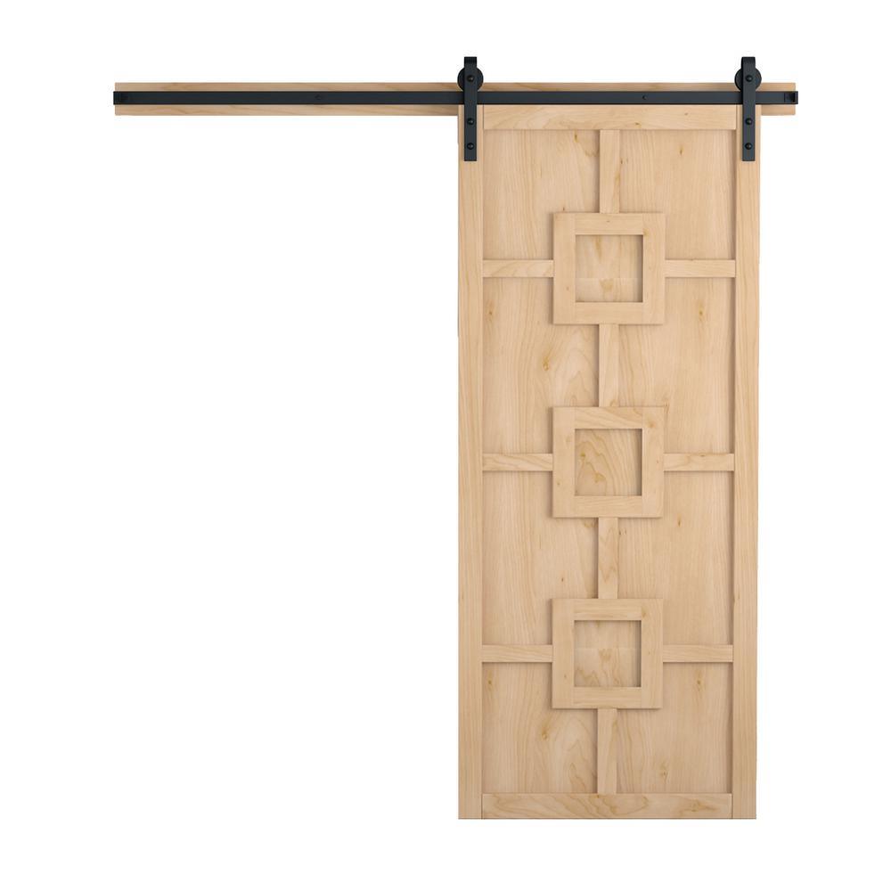 42 in. x 84 in. Mod Squad Bright White Wood Sliding Barn Door with Hardware Kit - Super Arbor
