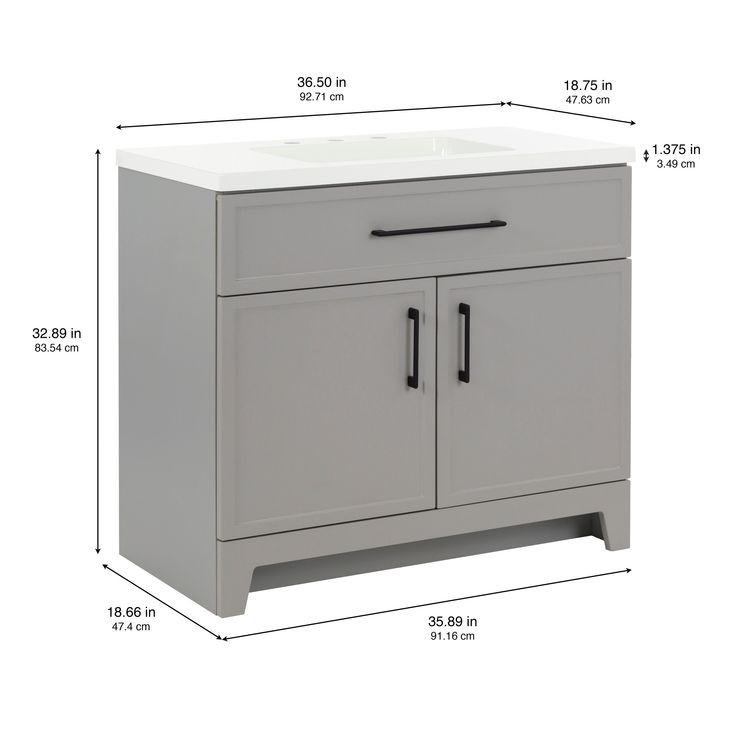 Style Selections Potter 36-in Gray Single Sink Bathroom Vanity with White Cultured Marble Top
