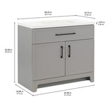 Style Selections Potter 36-in Gray Single Sink Bathroom Vanity with White Cultured Marble Top