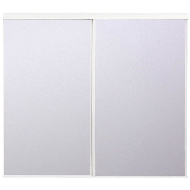 RELIABILT BY0120 72-in x 80-in Bright White Mirrored Glass Prefinished Mirror Sliding Door Hardware Included