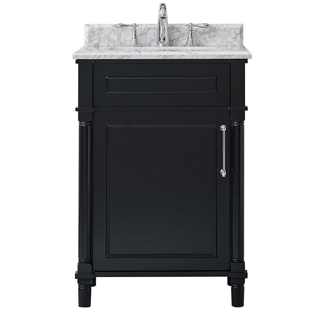 Aberdeen 24 in. W x 20 in. D Bath Vanity in White with Carrara Marble Top with White Sink - Super Arbor