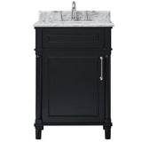 Aberdeen 24 in. W x 20 in. D Bath Vanity in White with Carrara Marble Top with White Sink - Super Arbor