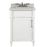 Aberdeen 24 in. W x 20 in. D Bath Vanity in White with Carrara Marble Top with White Sink - Super Arbor