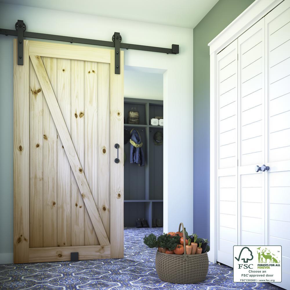 42 in. x 96 in. Z-Shape Knotty Pine Interior Barn Door Slab - Super Arbor