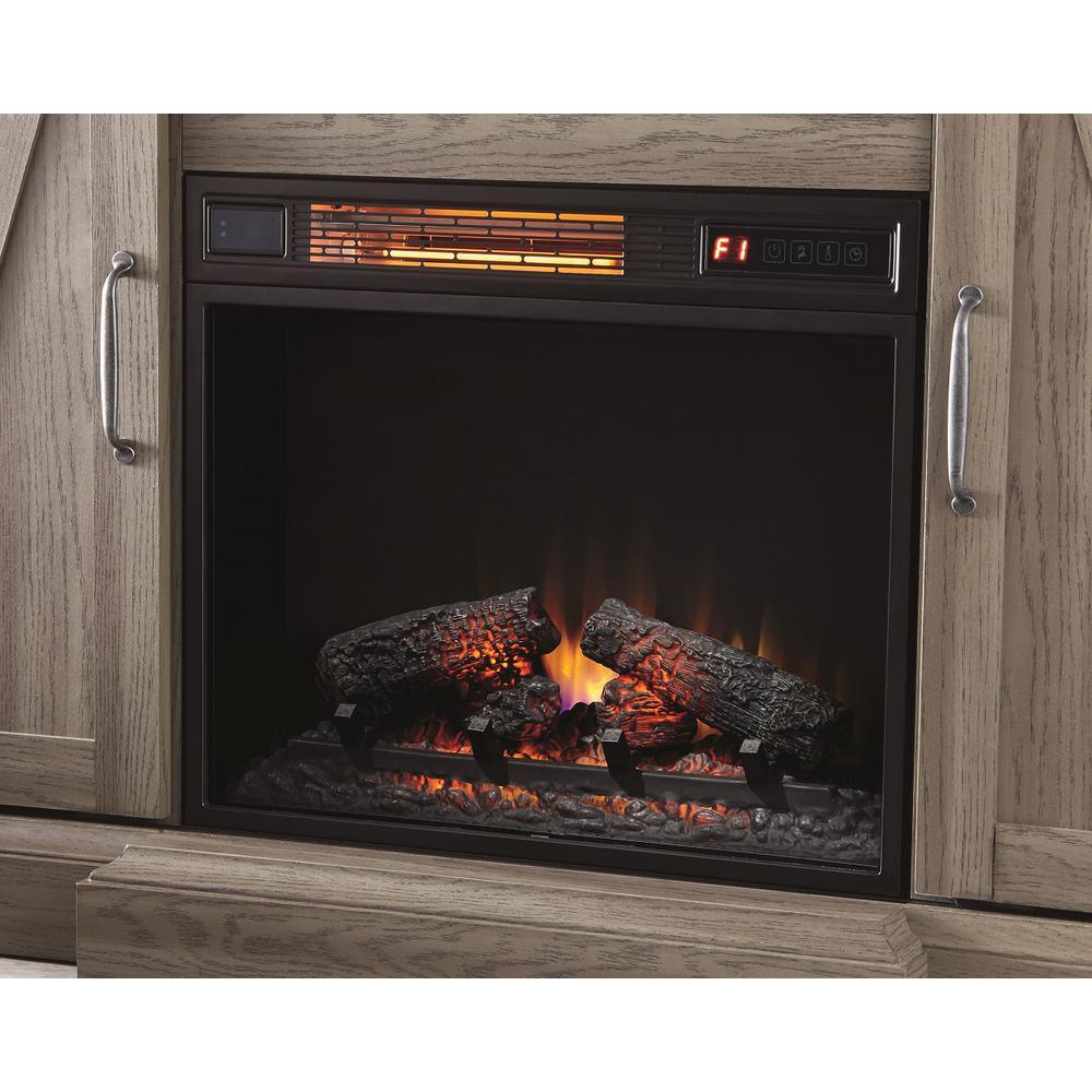 Chestnut Hill 56 in. TV Stand Electric Fireplace with Sliding Barn Door in Ash with Black Top - Super Arbor