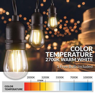 25 ft. Outdoor String Lights Commercial Grade LED Hanging Lights - 9 Light Bulbs Included