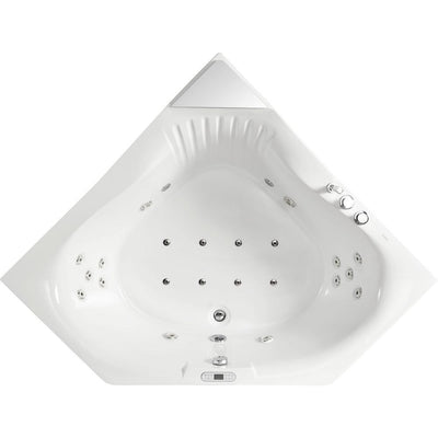 60 in. Acrylic Center Drain Corner Apron Front Whirlpool Bathtub in White - Super Arbor