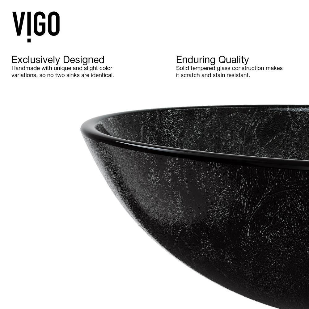 Glass Vessel Bathroom Sink in Gray Onyx and Seville Faucet Set in Matte Black - Super Arbor