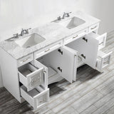 Naples 72 in. W x 22 in. D x 35 in. H Vanity in White with Marble Vanity Top in White with Basin - Super Arbor