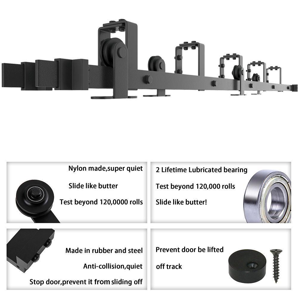6 ft./72 in. Steel Bypass Sliding Barn Door Hardware Track for Double Wooden Doors Closet Kitchen Kit - Super Arbor