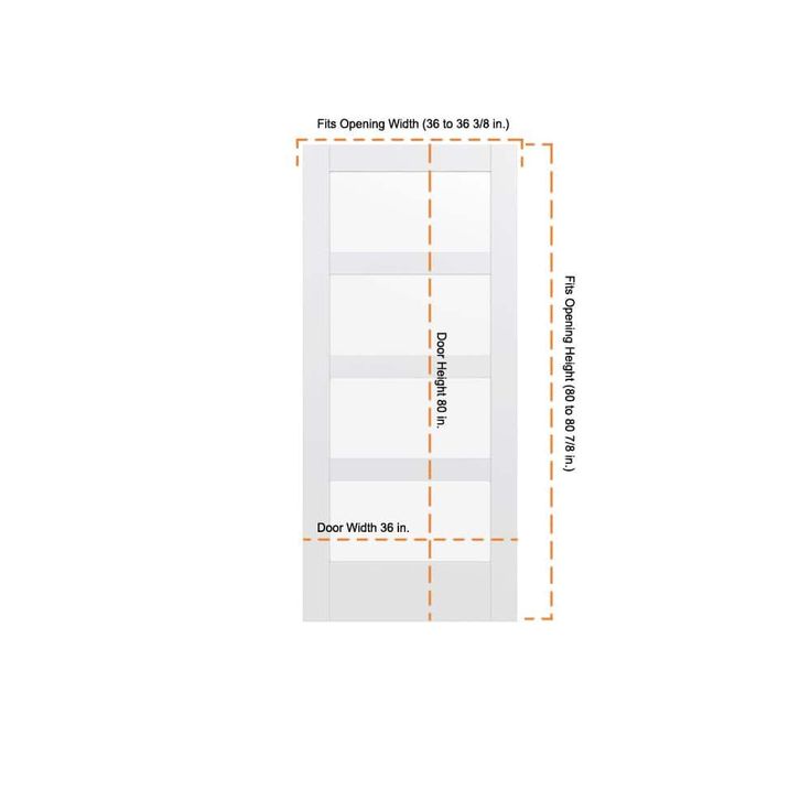 36 in. x 80 in. MODA Primed PMC1044 Solid Core Wood Interior Door Slab w/Clear Glass