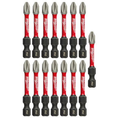 #2 Philips Shockwave 2 in. Impact Duty Steel Driver Bits (15-Pack)