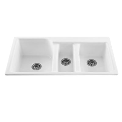 Triumph Undermount/Drop-In Acrylic 42 in. Triple Bowl Kitchen Sink in White - Super Arbor