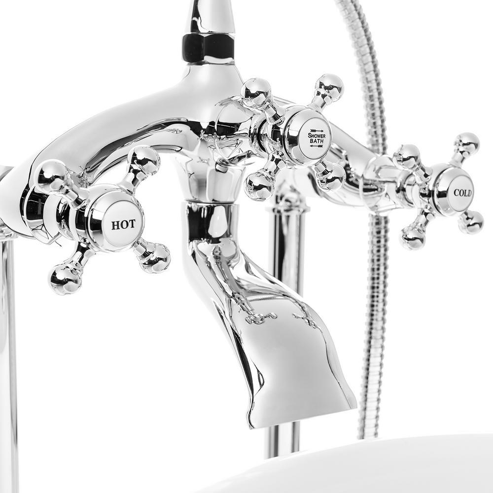 60 in. Fiberglass White Acrylic Clawfoot Tub for Bathtub with Tub Filler Combo - Modern Clawfoot Stand Alone Tub - Super Arbor