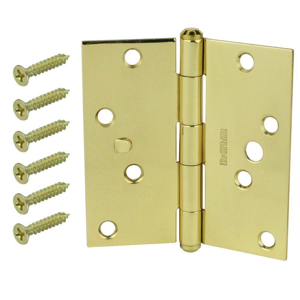 4 in. Satin Nickel Square Corner Security Door Hinges Value Pack (3-Pack) - Super Arbor