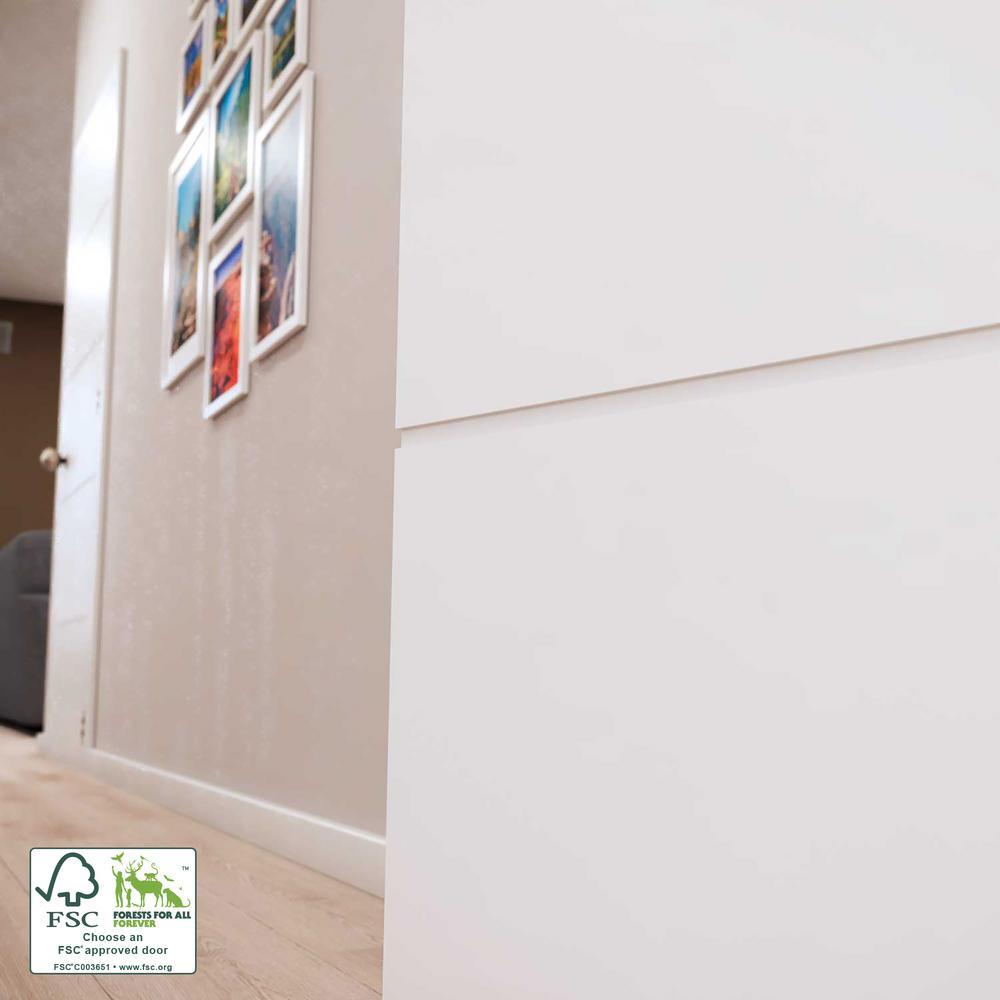 30 in. x 80 in. x 1-3/8 in. Contemporary U-Grooved Design (Atlanta) White Primed Core Flush Wood Interior Slab Door - Super Arbor
