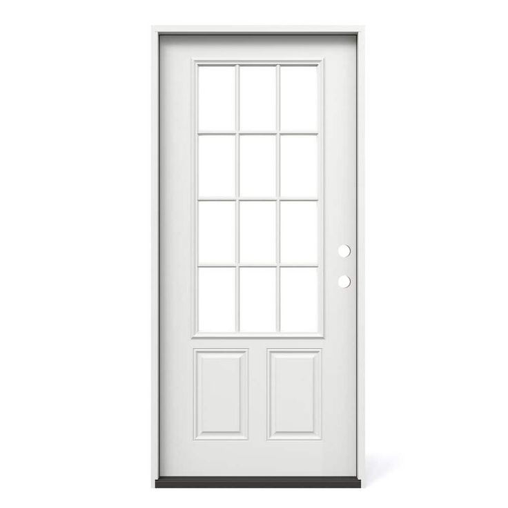 36 in. x 80 in. 12 Lite Primed Steel Prehung Left-Hand Outswing Front Door