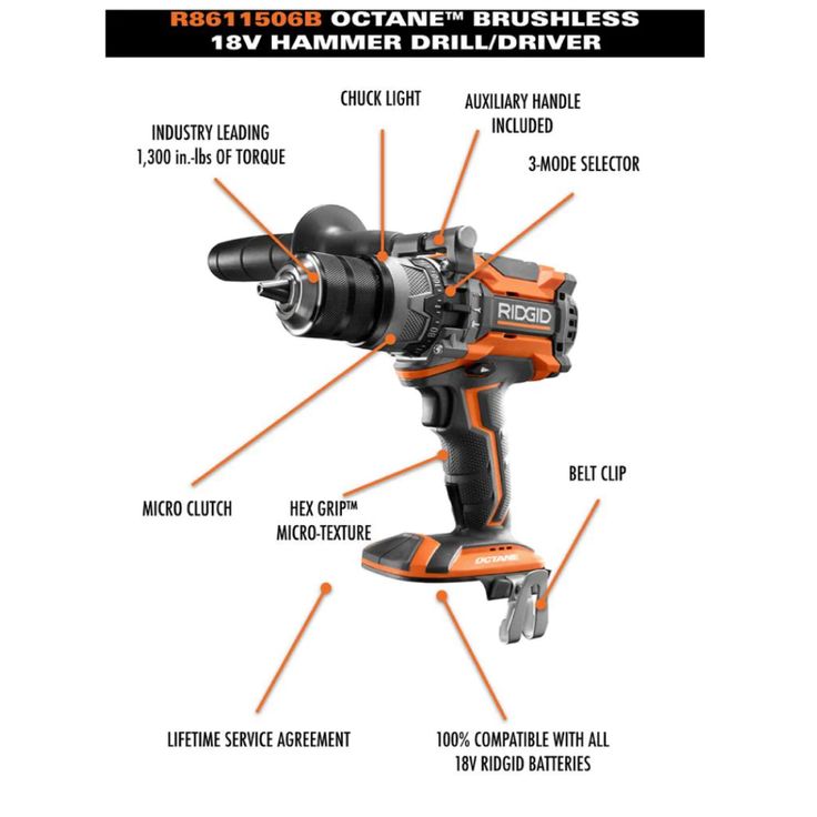 18-Volt OCTANE Cordless Brushless 1/2 in. Hammer Drill/Driver