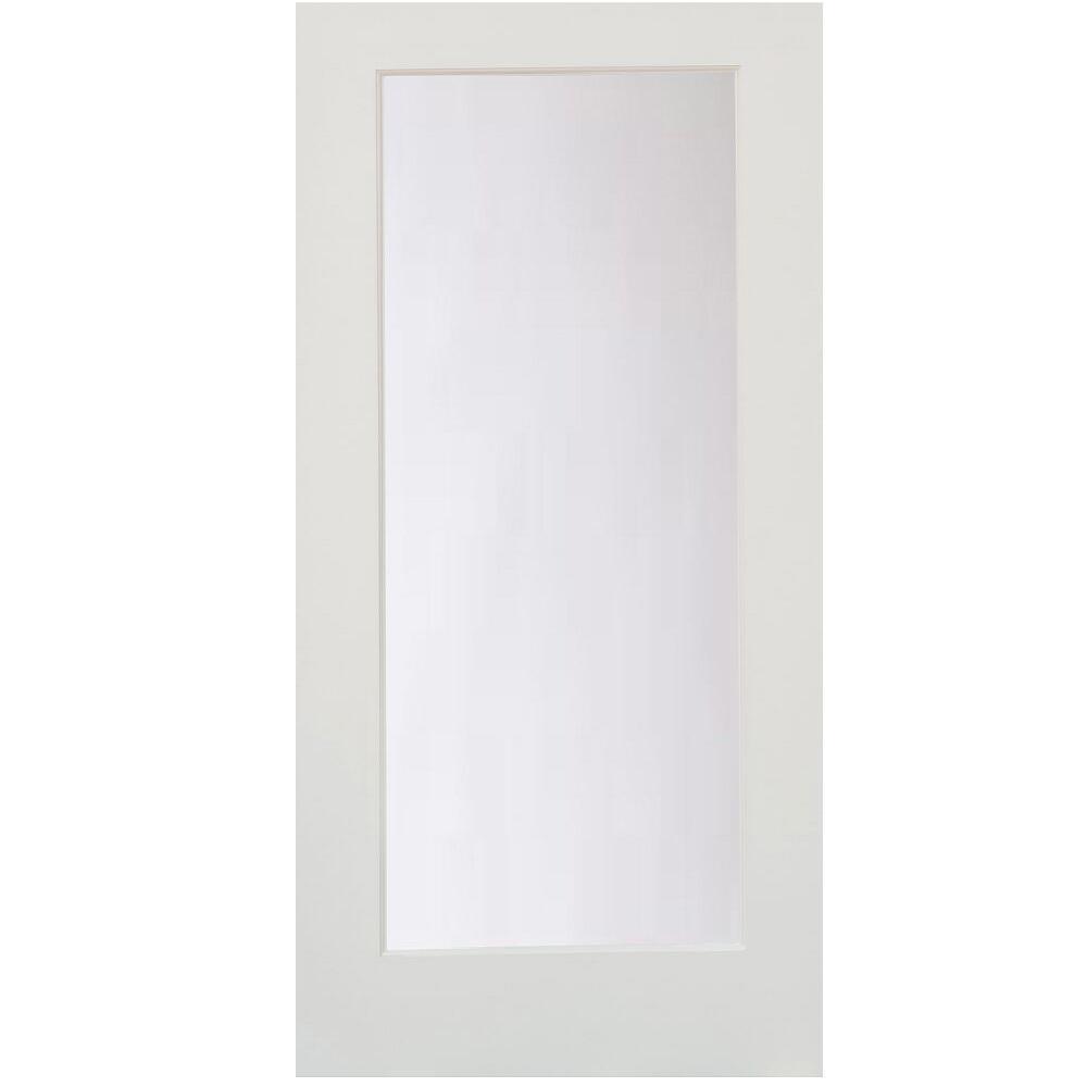 24 in. x 80 in. 1-Lite Satin Etch Primed Solid Core MDF Interior Door Slab - Super Arbor