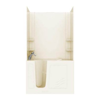 NOVA Heated Rampart 4.5 ft. Walk-in Non-Whirlpool Bathtub with Easy Up Adhesive Wall Surround in Biscuit - Super Arbor