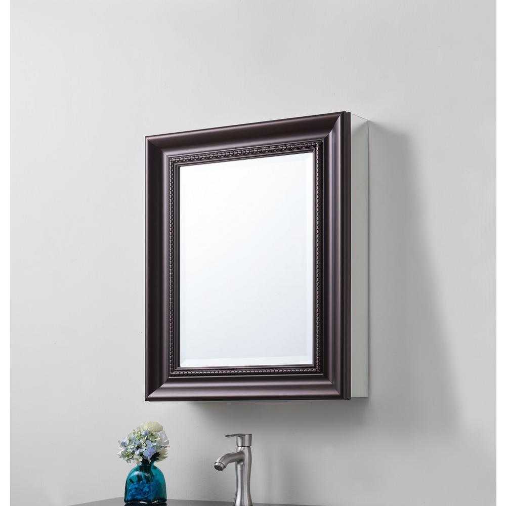 20 in. W x 26 in. H x 5-1/2 D Framed Bathroom Recessed or Surface-Mount Bathroom Medicine Cabinet in Oil Rubbed Bronze - Super Arbor