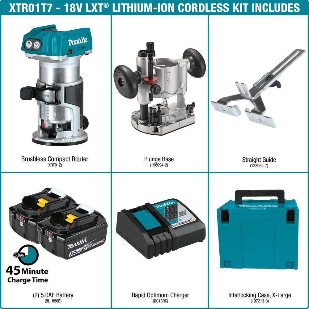 5.0 Ah 18-Volt LXT Lithium-Ion Brushless Cordless Compact Router Kit ...