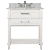 Aberdeen 24 in. W x 20 in. D Bath Vanity in White with Carrara Marble Top with White Sink - Super Arbor
