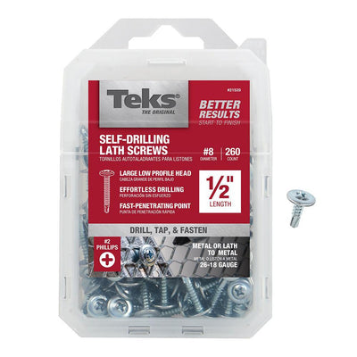 #8 x 1/2 in. Zinc-Plated Steel Phillips Truss-Head Drill Point Lath Screws (260-Pack)