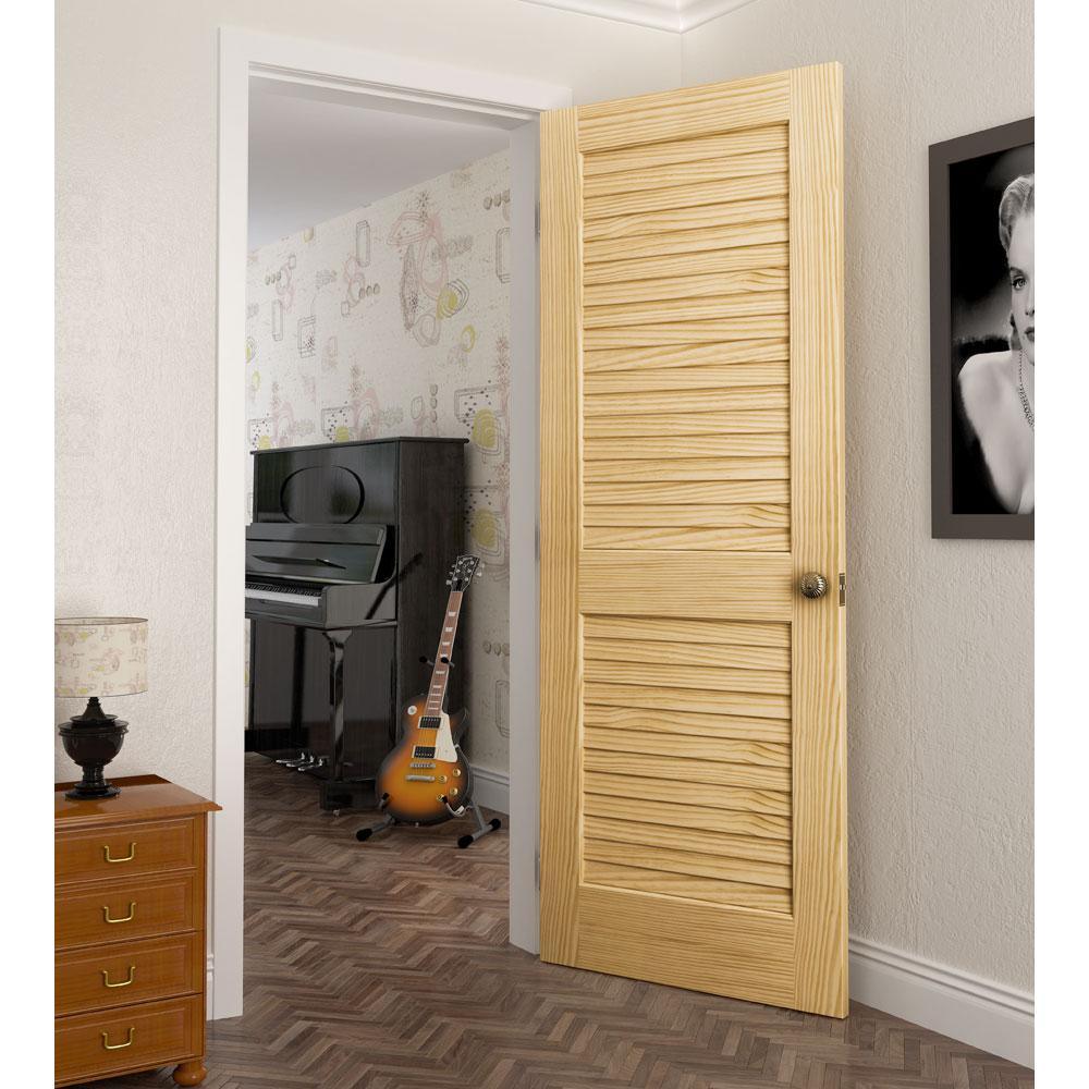 18 in. x 80 in. Unfinished Plantation Louver Louver Solid Core Wood Interior Door Slab - Super Arbor