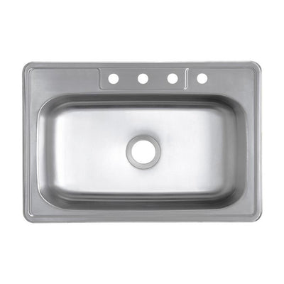 Drop-In 20-Gauge Stainless Steel 33 in. 4-Hole Single Bowl Kitchen Sink